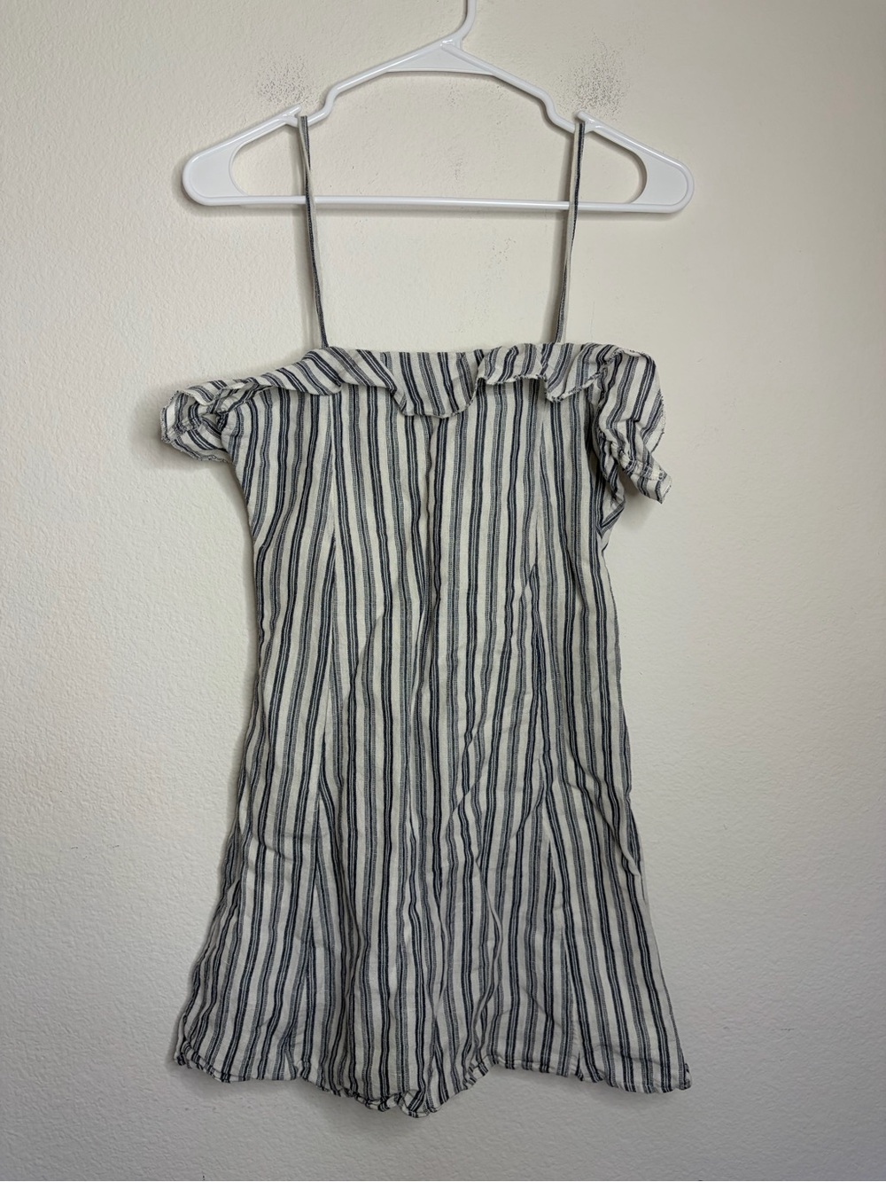 Privacy Please Striped Linen Ruffle Mini Dress Size Small - Picture 2 of 6